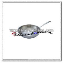 S189 Dia 300mm/ Dia 320mm Three-ply Copper Wok With Handle & Ear